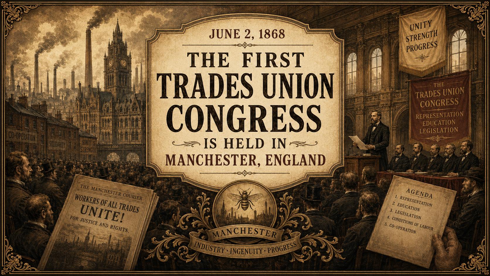 The first Trades Union Congress is held in Manchester, England